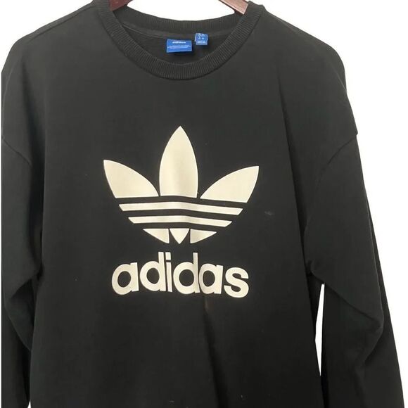 Adidas Logo Crewneck Pullover Sweatshirt Black and White Size Medium - Picture 1 of 4